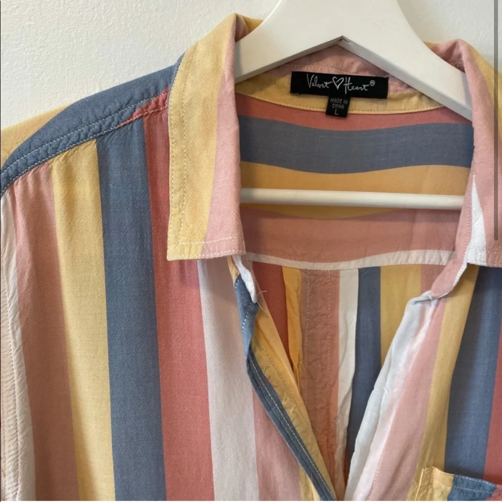 Velvet Heart Pastel Striped Shirt - Picture 3 of 11